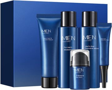 Skin Compatible With Machine Men'S Set 5 Piece Kit For Oil Control Moisturizing Hydrating Cleansing And Refreshing Foam Contains 120Ml Water Milk Face Products