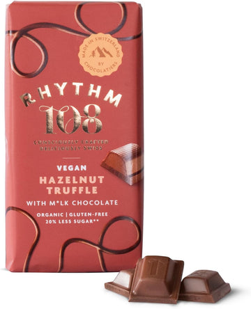 Rhythm 108 Swiss Vegan Organic Hazelnut Truffle Bar With M'Lk Chocolate 100G