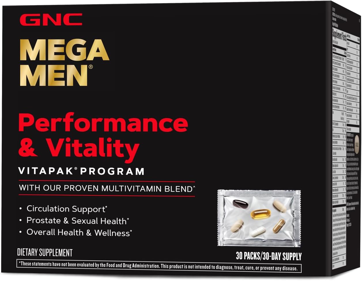 Gnc Mega Men Performance And Vitality Vitapak Program,Capsule - 30 Vitapaks