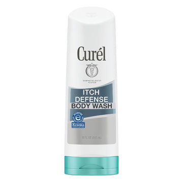 Curel Itch Defense Calming Daily Cleanser, Body Wash, Soap-Free Formula, For Dry, Itchy Skin, With Hydrating Jojoba And Olive Oil, 10 Oz