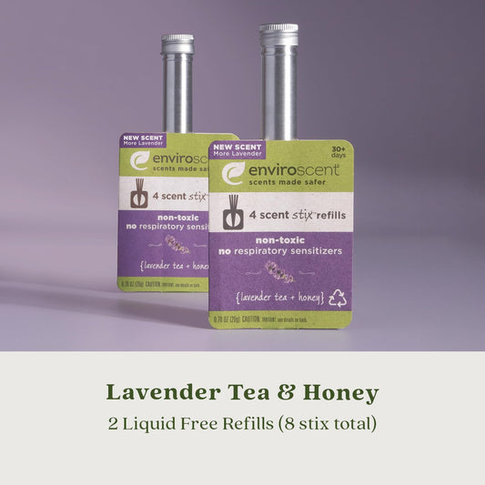 Enviroscent Non-Toxic Air Freshener for Home (Lavender Tea & Honey) Essential Oil Diffuser | Air Freshener & Room Freshener | Home Fragrance Last Over 30 Days | 8 Scent Stix Refills
