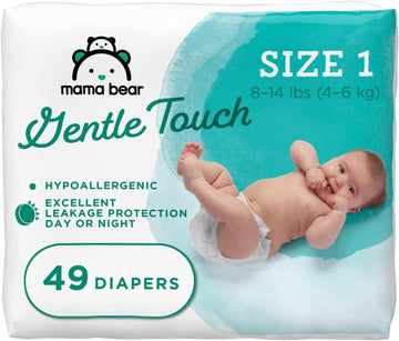 Mama Bear Gentle Touch Diapers, Hypoallergenic, Size 1, White, 49 Count