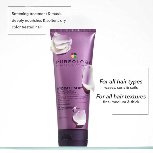 Pureology Hydrate Soft Softening Treatment For Dry, Color-Treated Hair Nourishing Treatment Adds Softness, Sulfate-Free, Vegan, 6.7 Fl. Oz