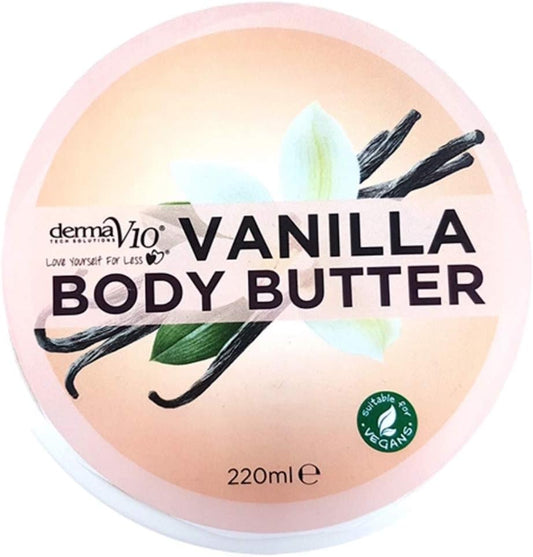 Derma V10 Body Butter Moisturising Cream Vegan Friendly 4 Pack (Vanilla)
