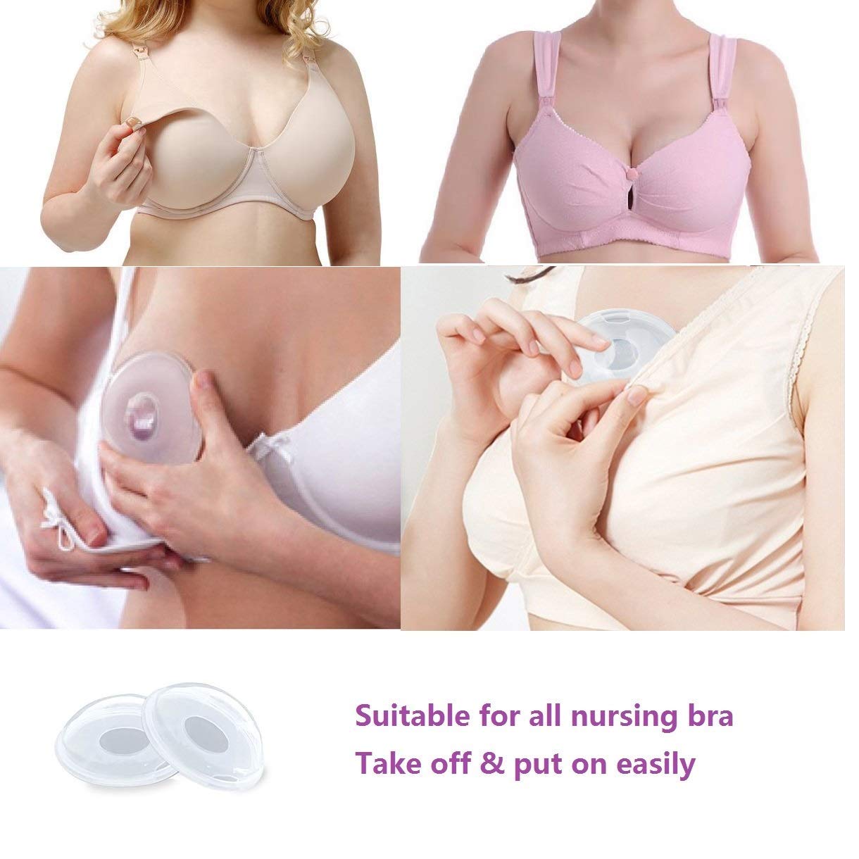 Finever Breast Milk Leak Collection Shell Nursing Mom for Breastfeeding Nipple Cups (4Pack) : Baby