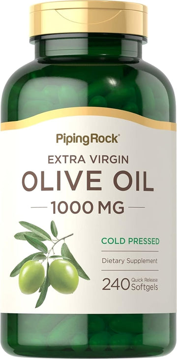 Piping Rock Olive Oil Softgels 1000mg | 240 Count | Extra Virgin Olive Oil | Cold Pressed Supplement | Gluten Free, Non-GMO