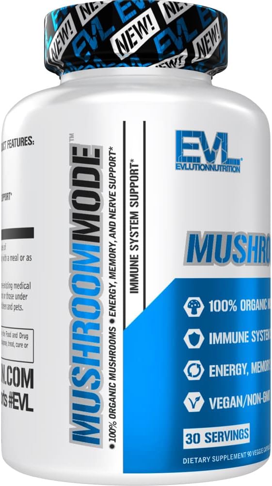 Vegan Organic Mushroom Supplement Capsules - Organic Lions Mane Mushroom Capsules with Cordyceps and Reishi Mushroom Blend - Nootropics Brain Support Supplement for Focus and Energy - 30 Servings : Health & Household