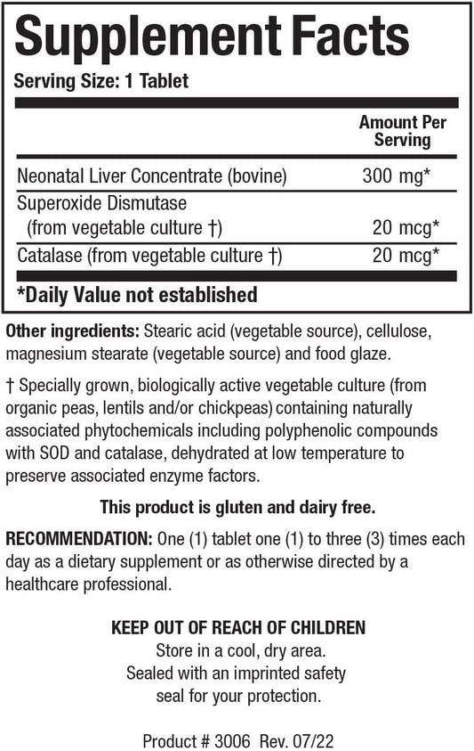 Biotics Research Cytozyme Lv Neonatal Liver. Supports Healthy Liver Function And Serum Albumin, Excellent Source Of B Vitamins And Iron, Sod, Catalase, Potent Antioxidant 60 Tabs