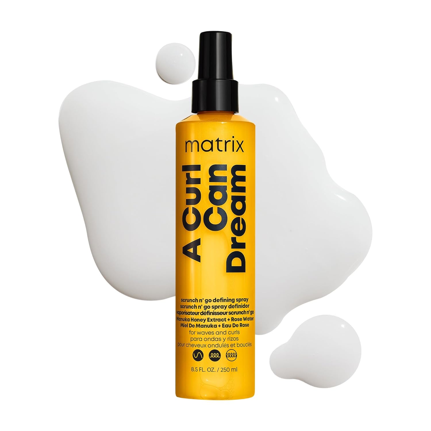 Matrix A Curl Can Dream Scrunch N' Go Defining Spray | For Wavy And Curly Hair | Frizz Control And Heat Protection Hair Spray | With Manuka Honey Extract And Rose Water