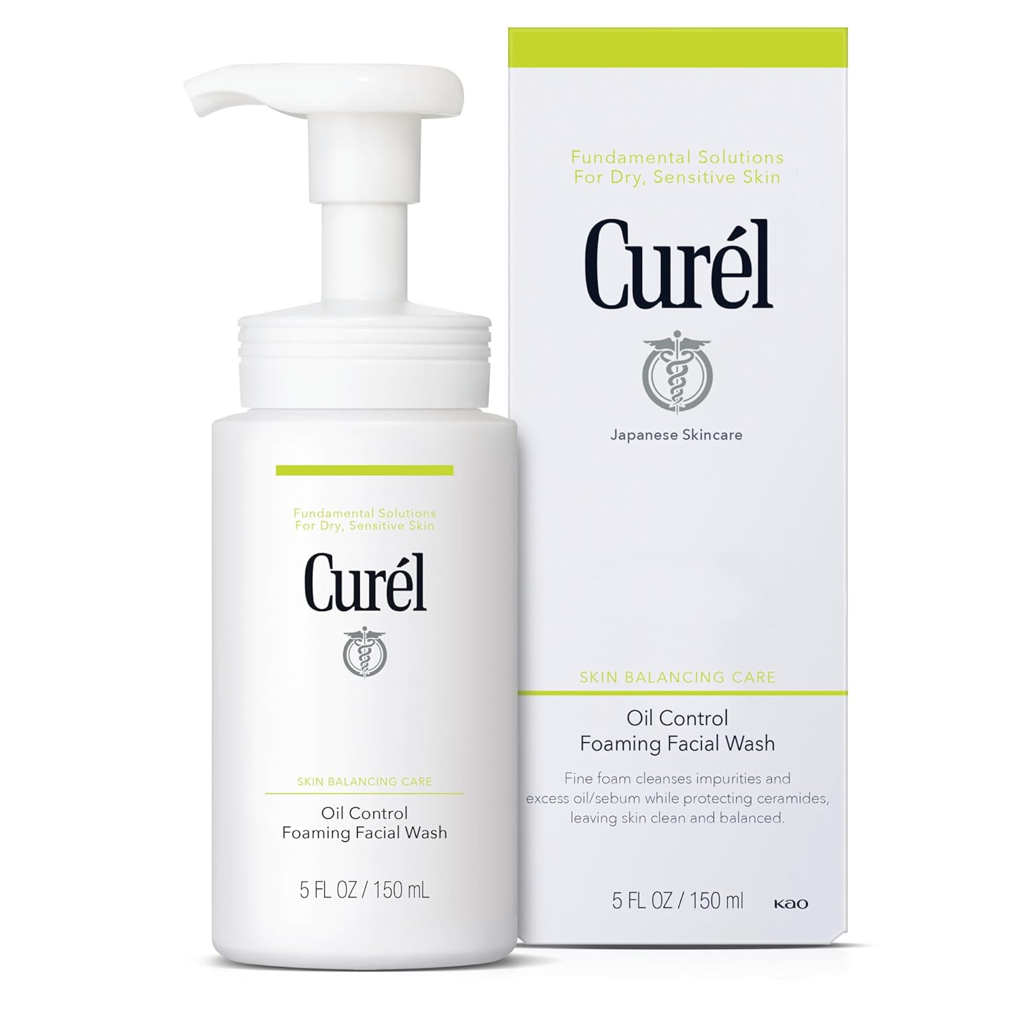 Curel Oil Control Foaming Face Wash For Dry, Sensitive Skin, Gentle Face Wash For Women And Men, 5 Oz