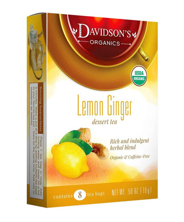 Davidson'S Organics, Lemon Ginger, 8-Count Tea Bags, Pack Of 12