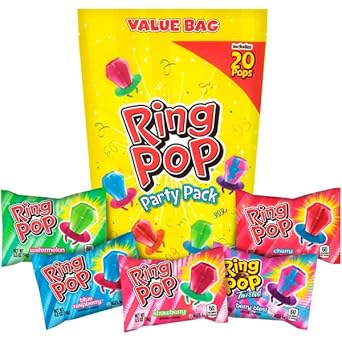 Push Pop Candy 24 Count Variety Pack + Ring Pop 20 Count Lollipop Suckers Party Pack – Assorted Flavors