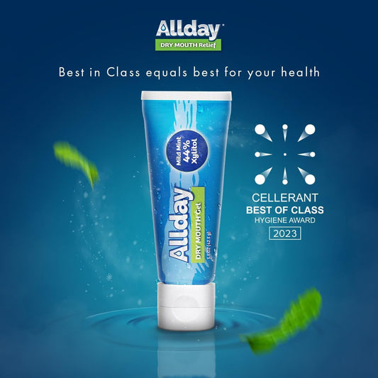 Allday Dry Mouth Gel - Maximum Strength Xylitol, Fast Acting, Non-Acidic (2 Tubes Inside One Box)