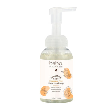 Babo Botanicals Sensitive Baby Fragrance-Free Foaming Hand Soap - Self-Foaming - Manuka Oil, Shea Butter & Aloe Vera - For Babies, Kids And Adults With Sensitive Skin - Vegan