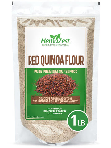 HerbaZest Red Quinoa Flour Organic – 1 LB - Vegan & Gluten Free Superfood - Baking Flour Alternative - Perfect for Baked & Non-Baked Goods, Pancakes & Waffles, Savory Dishes & More