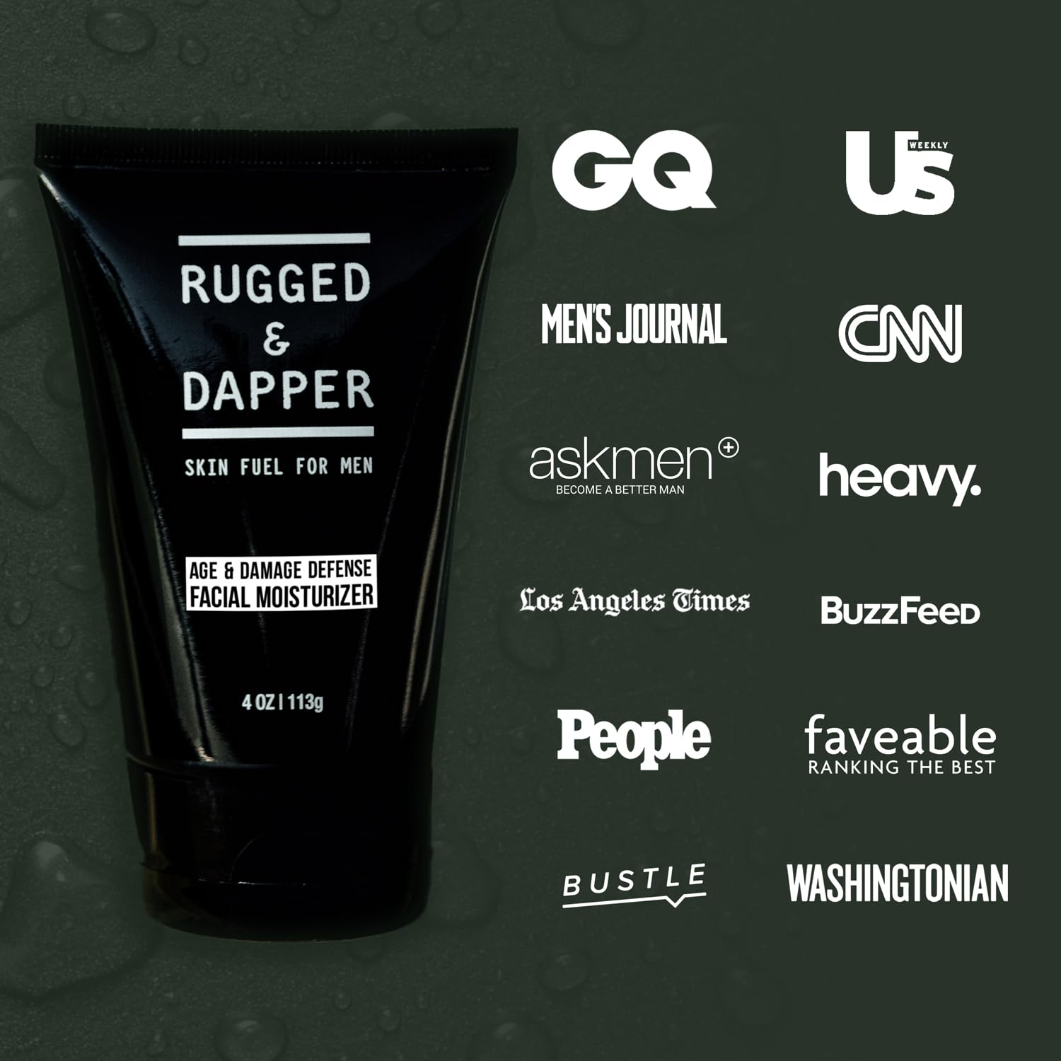 RUGGED & DAPPER Age Defense Mens Face Moisturizer | 4oz | Hydrating Mens Face Lotion | Unscented + Anti- Aging Formula for Clear Skin | Natural Ingredients | Made in USA : Beauty & Personal Care