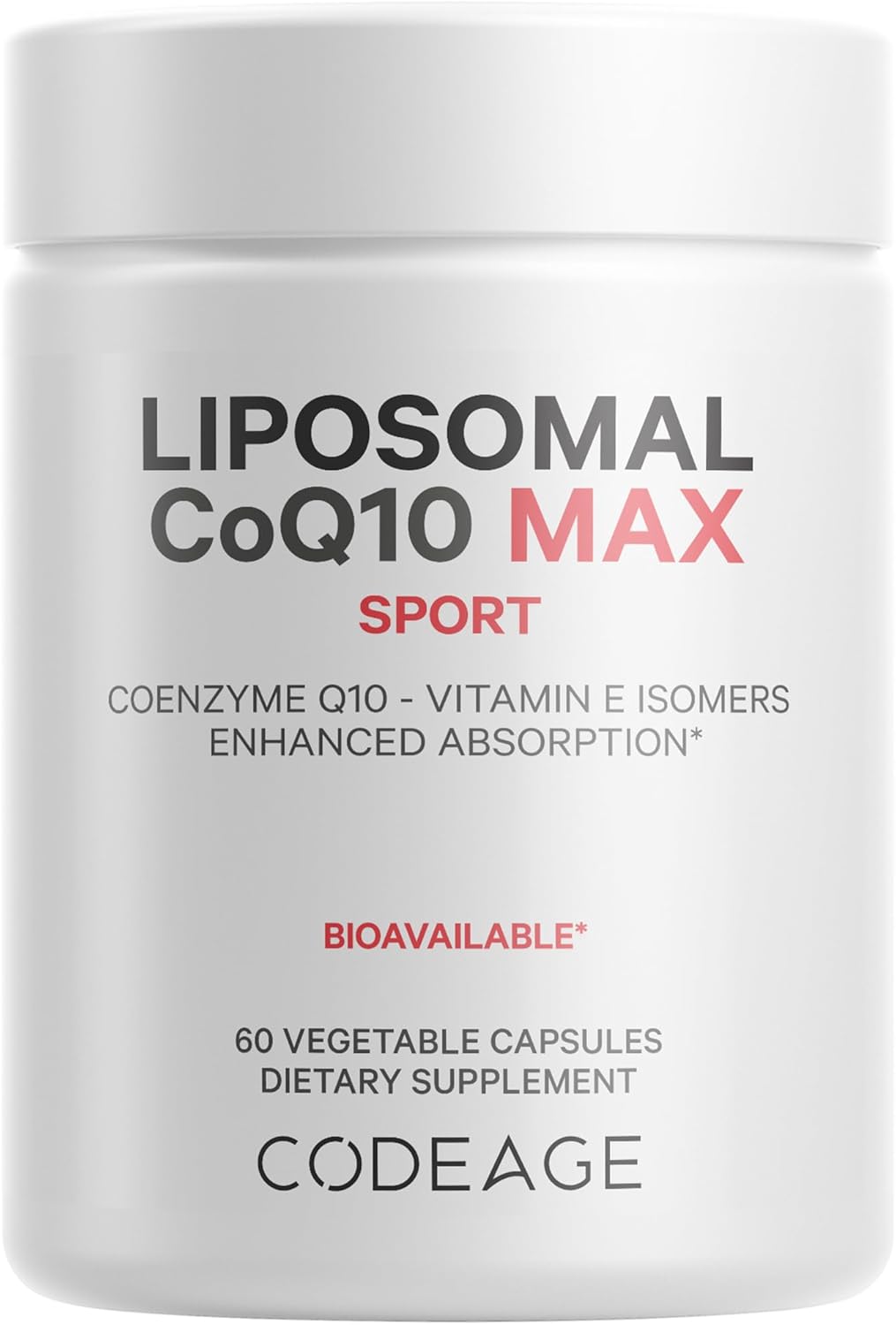 Codeage Liposomal Coq10 Supplement Max - Vitamin E Isomers Tocopherols - 250Mg Coenzyme Q10 - Cardiovascular & Energy Support Pills - Non-Gmo, Vegan, Gluten-Free - 2 Month Supply - 60 Capsules