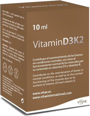 Vitae Vitamin D3K2 10Ml | Food Supplement In Drops' Format | Bone Health And Strengthen The Immune System | Muscle And Joint Care | Daily Well-Being
