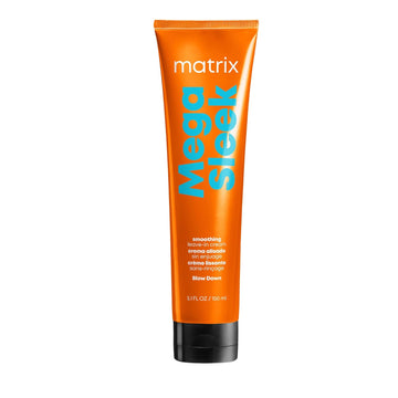 Matrix Mega Sleek Blow Down Smoothing Leave-In Cream | With Shea Butter | For Frizzy Hair | Heat Protectant | Smooths Hair | Salon Styling Cream | Packaging May Vary | 5.1 Fl. Oz