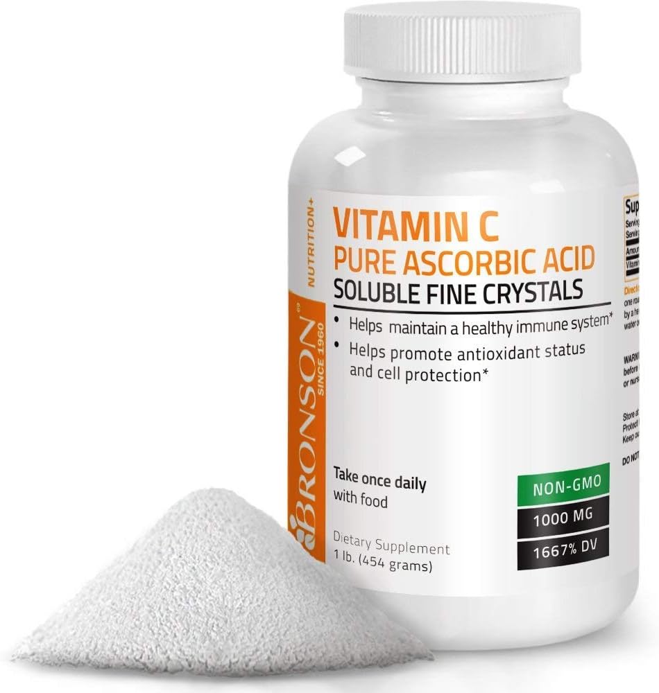 Vitamin C Powder Pure Ascorbic Acid Soluble Fine Non GMO Crystals ? Promotes Healthy Immune System and Cell Protection ? Powerful Antioxidant - 1 Pound (16 Ounces)