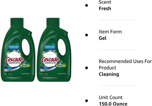 Cascade Complete Gel All-in-1 Dishwasher Detergent - 75 oz - Fresh - 2 pk : Health & Household
