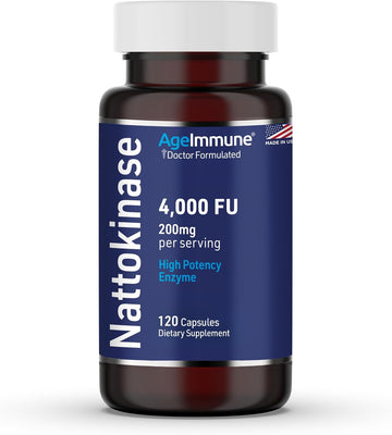 Nattokinase Supplement 4000 Fu 200Mg - Enzyme -120 Capsules For Cardiovascular And Circulatory Support- Made In The Usa Without Magnesium Stearate