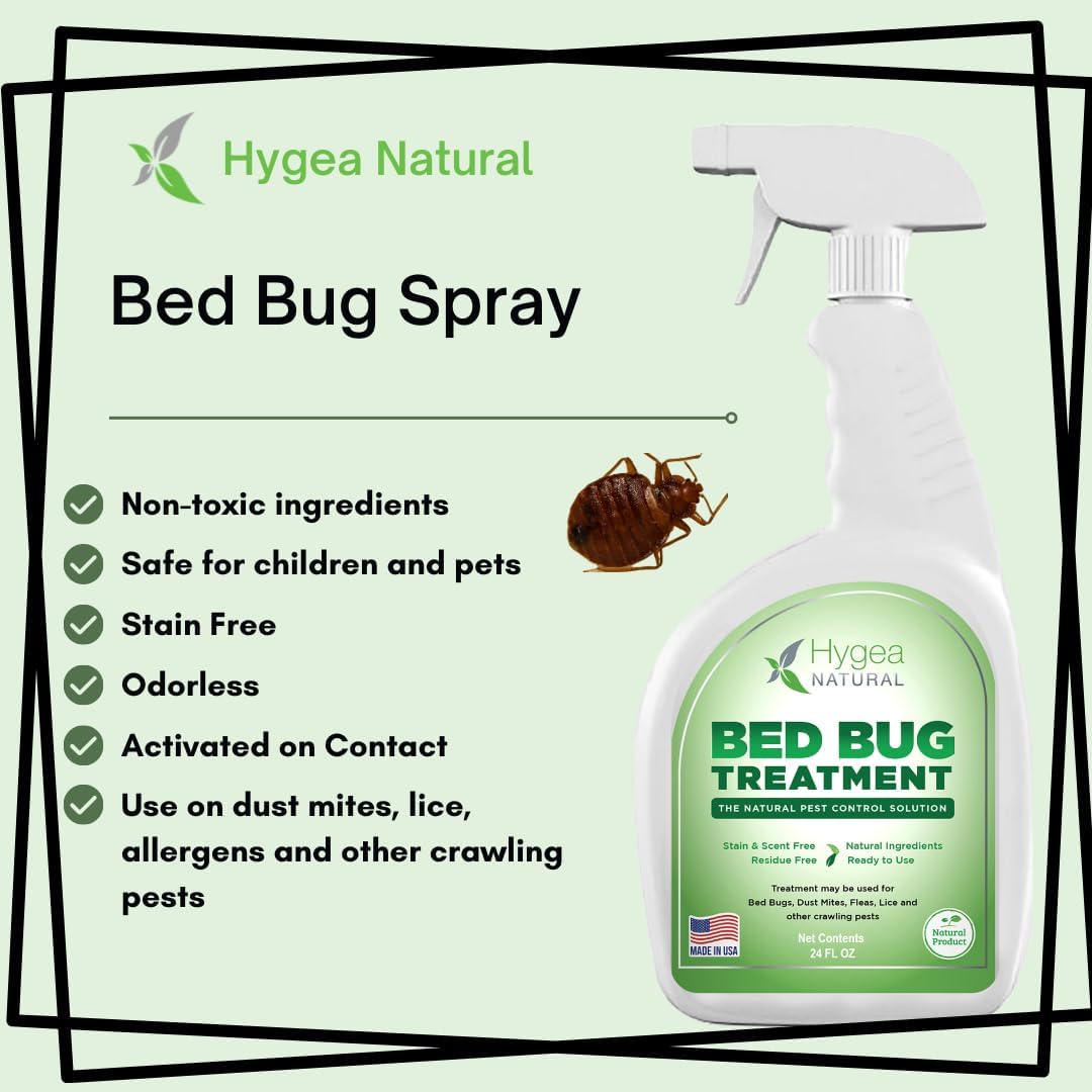 Hygea Natural Twin Mattress and Bed Bug Protection Bundle - Exterminator Combo Pack (Bed Bug Spray 24 oz, Refill 128 oz & Laundry Treatment 32 oz), Twin Mattress Cover, & 2 Standard Pillow Protectors : Health & Household