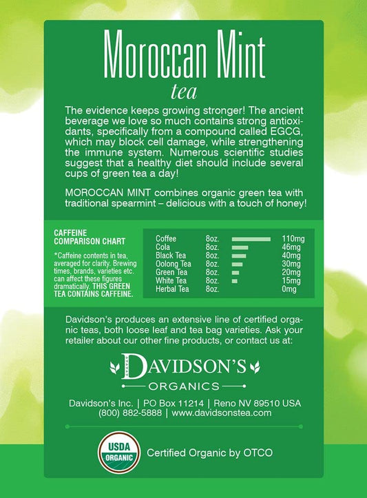 Davidson'S Organics, Moroccan Mint Tea, 8-Count Tea Bags, Pack Of 12