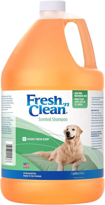 Pet-Ag Fresh ’N Clean Scented Shampoo, Classic Fresh Scent - 1 Gallon - Moisturizes With Vitamin E & Aloe Vera - Strengthens & Repairs Coats - Soap Free