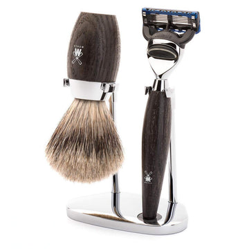 Mühle Kosmo Olive Wood 3-Piece Fine Badger 5-Blade Razor Shaving Set