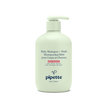 Pipette Baby Shampoo And Body Wash - Rose + Geranium, Tear-Free Bath Time, Hypoallergenic, Moisturizing Plant-Derived Squalane, Non-Toxic, Sulfate Free, 11.8 Fl Oz