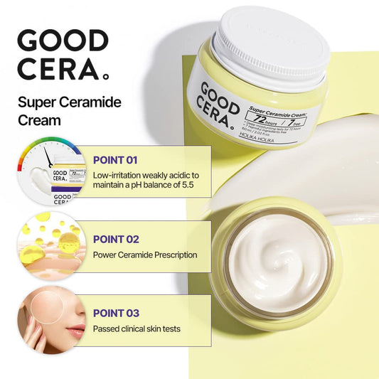 Holika Holika Good Cera Super Ceramide Cream | Soothing Facial Cream & Skin Moisturizer | Ceramide Cream Korean Moisturizer For Face | Deeply Nourishing Face Cream For Dry Skin 2.02 Fl Oz