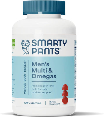 Smartypants Men'S Formula, Daily Multivitamin For Men: Vitamins C, D3, Zinc, Omega 3, Coq10, & B12 For Immune Support, Energy, Prostate & Heart Health, Fruit Avor, 120 Gummies (20 Day Supply)