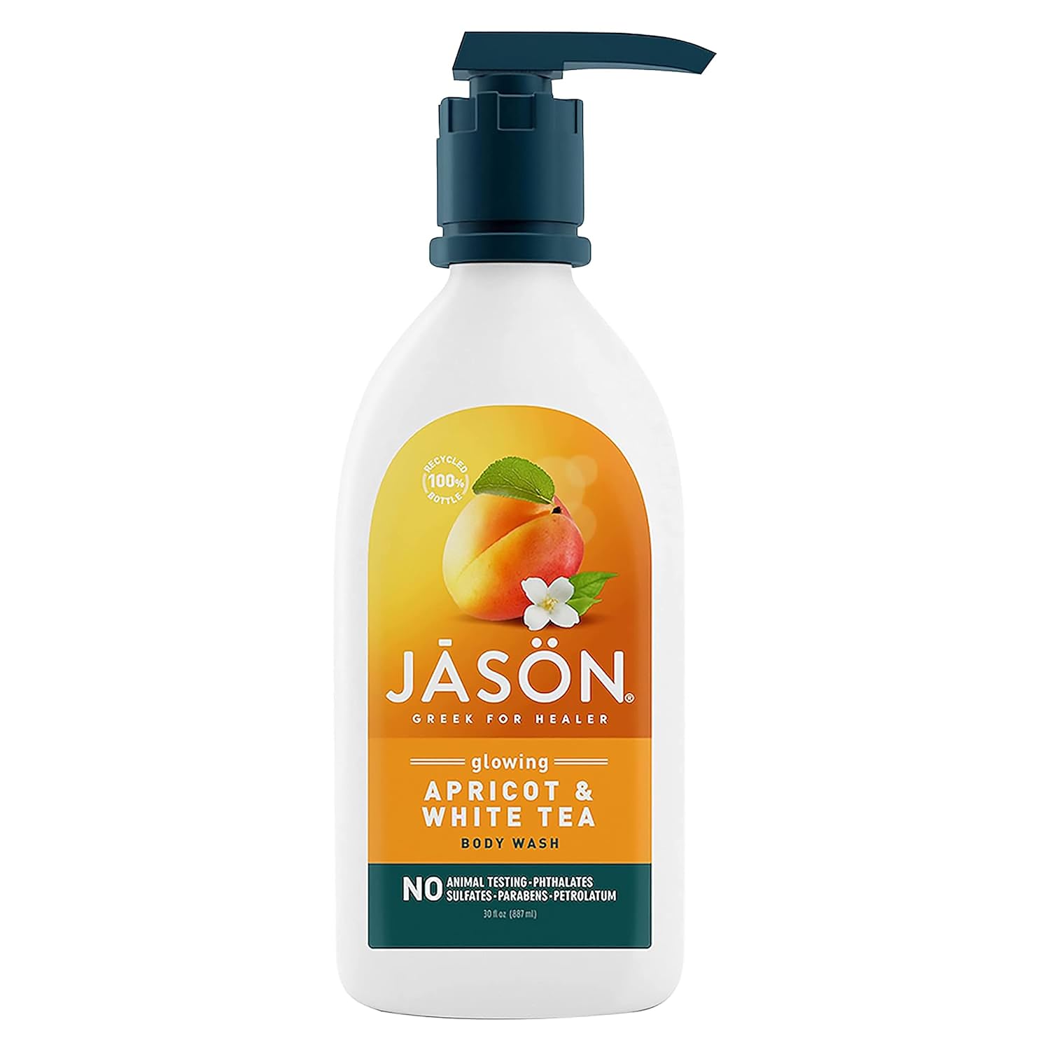 Jason Natural Body Wash & Shower Gel, Glowing Apricot & White Tea, 30 Oz