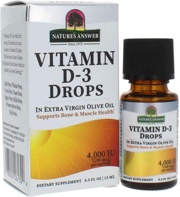 Nature's Answer Vitamin D-3 Drops 4000 IU 0.5   | Natural Immune Booster | Promotes Muscle and Bone Function | Supports Cardiovascular Health