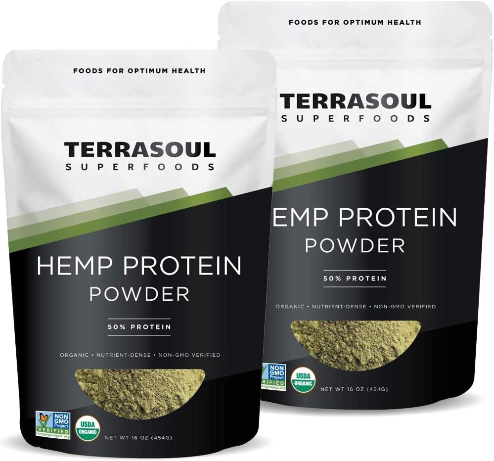 Terrasoul Superfoods Organic Hemp Protein Powder (50% Protein), 2 Pounds