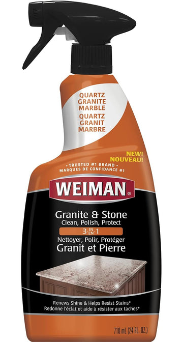 Granite Stone Clean, Polish and Protect - 24 Ounce - Streak-Free, pH Neutral Formula for Daily Use on Interior and Exterior Natural Stone
