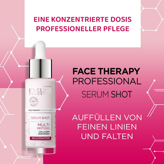 Eveline Cosmetics Face Therapy Professional Serum Shot – Multi-Peptide Anti-Aging Treatment For Face, Neck & Décolleté | Vegan Formula