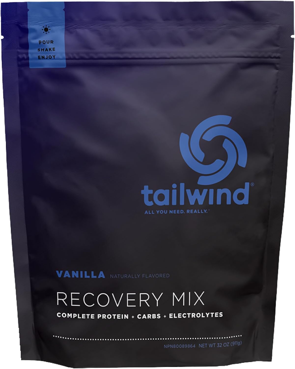 Tailwind Nutrition Recovery Mix, Complete Protein, Carbohydrates, And Electrolytes Powder Drink Mix For Post-Workout, Free Of Gluten, Soy, And Dairy, Vegan, 15 Servings, Vanilla