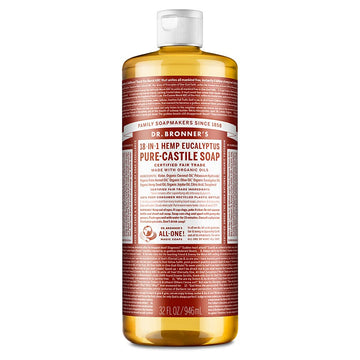 Dr. Bronner's - Pure-Castile Liquid Soap (Eucalyptus, 32 ounce) - Made with Organic Oils, 18-in-1 Uses: Face, Body, Hair, Laundry, Pets & Dishes, Concentrated, Vegan, Non-GMO