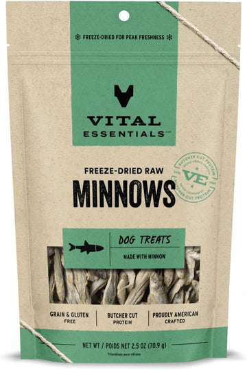 Vital Essentials Freeze Dried Raw Single Ingredient Dog Treats, Minnows, 2.5 Oz