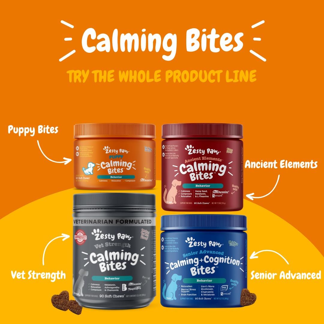 Zesty Paws Calming Chews for Dogs - Calming Dog Treats with Melatonin for Dogs Composure & Relaxation - Dog Calming Chews for Separation Stress & Nervousness - Vet Strength, Smoked Turkey - 90ct : Pet Supplies