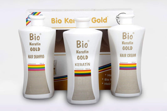 Bio Keratin Gold Hair Care And Keratin Treatment Set, Includes Shampoo And Conditioner, 3X2100Ml, Silicone Free, Paraben Free, Sulphate Free, For Dull And Dry Hair