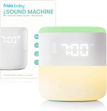 Frida Baby 3-In-1 Alarm Clock + Sound Machine + Nightlight | Wake Up Light Sunrise Alarm Clock, White Noise Soother, Sleep Trainer, Nursery + Toddler + Kids Bedroom (Bluetooth)