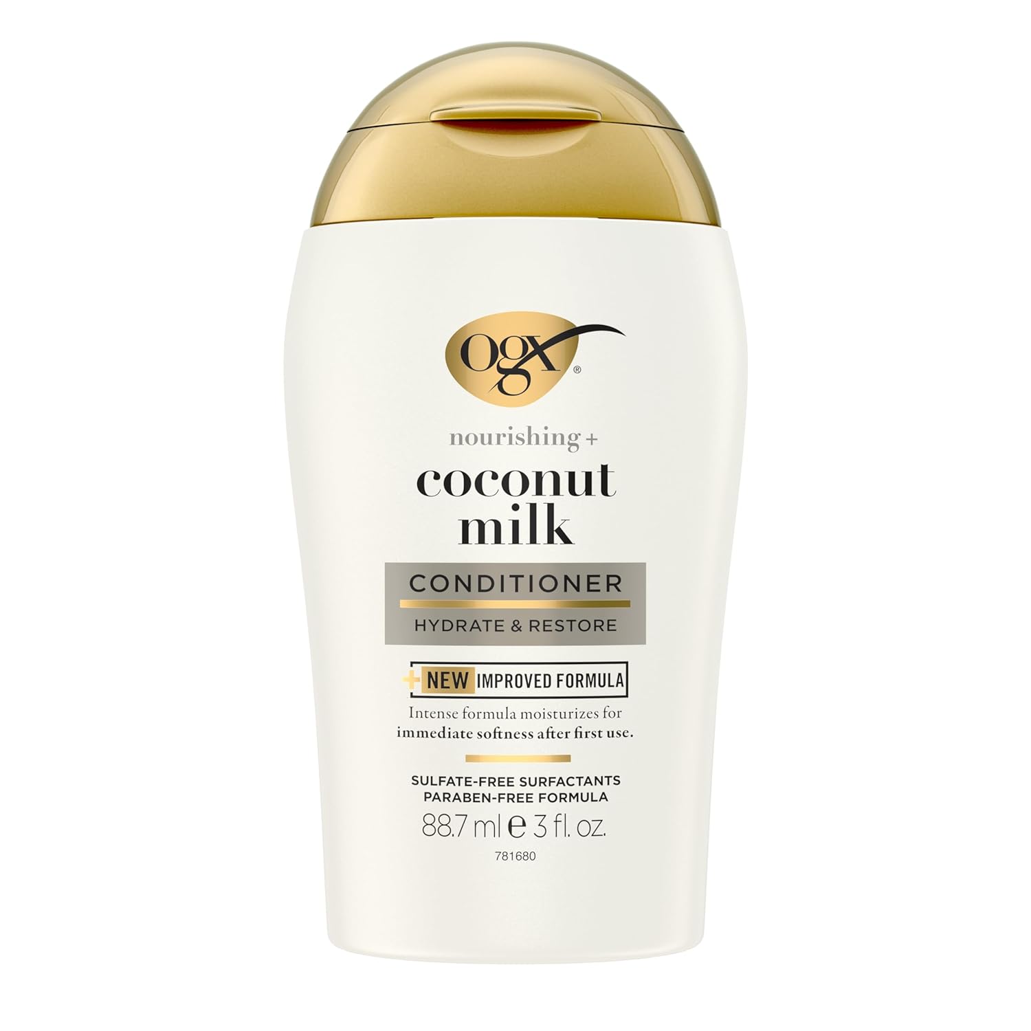 Ogx Nourishing + Coconut Milk Moisturizing Conditioner, Hydrating & Restoring Conditioner Moisturizes For Soft Hair After The First Use, Travel Size, Tsa-Compliant, 3 Fl. Oz