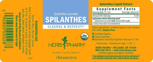 Herb Pharm Certified Organic Spilanthes Liq Extract for Cleansing and Detoxification - 1 