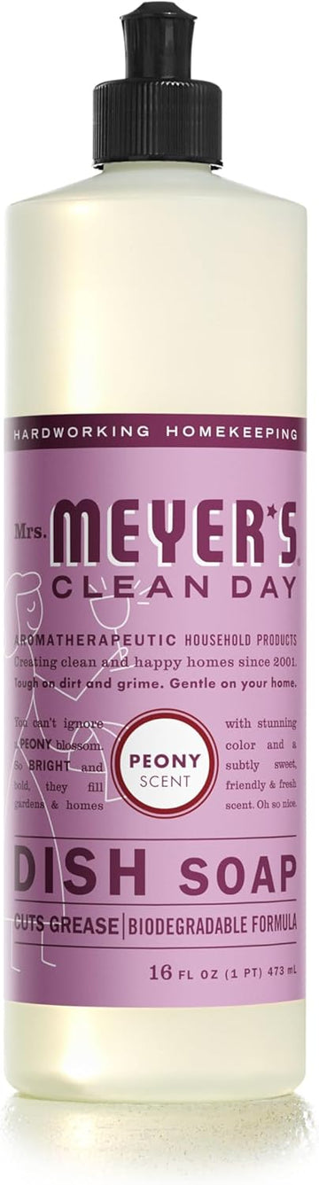Mrs. Meyer'S Clean Day Liquid Dish Soap, Biodegradable Formula, Peony, 16 Fl. Oz