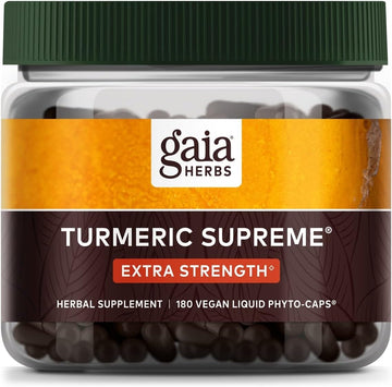 Gaia Herbs Turmeric Supreme Extra Strength - Helps Reduce Occasional Discomfort From Normal Wear & Tear - With Turmeric Curcumin & Black Pepper - 180 Vegan Liquid Phyto-Capsules (Up To 180-Day Supply)