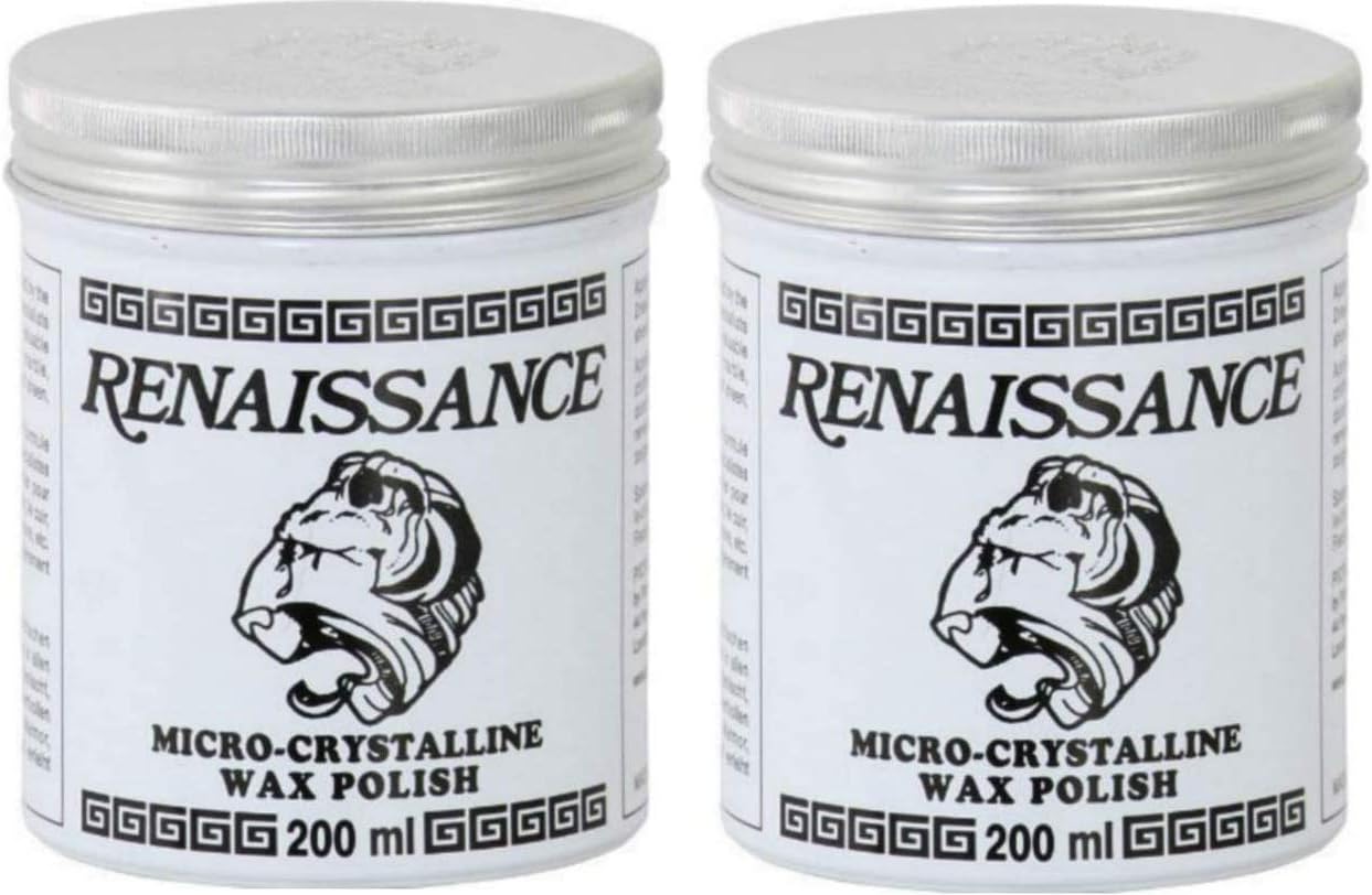 Set of 2 Renaissance Wax Polish Micro-crystalline 200ml Containers : Health & Household