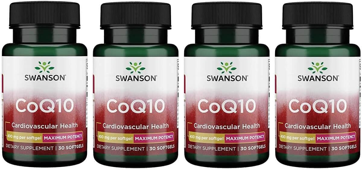 Swanson Coq10 - Helps Promote Heart Health, Energy Support, & Aids Overall Cardiovascular System Health - Helps Maintain Coenzyme Q10 Supplement - (30 Softgels, 400Mg Each) 4 Pack